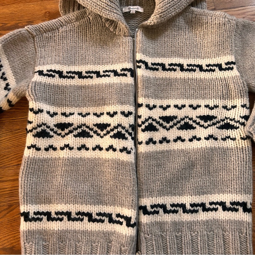 Madewell Fair Isle zip front Cardigan jacket in wool, size small - Picture 10 of 14